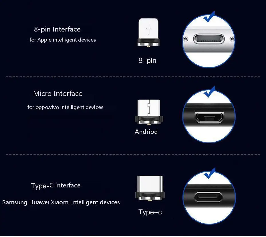 Vogek светодиодный светящийся зарядный кабель Micro USB кабель для Xiaomi iPhone type-c зарядный Магнитный адаптер для зарядного устройства кабель для мобильного телефона 1 м