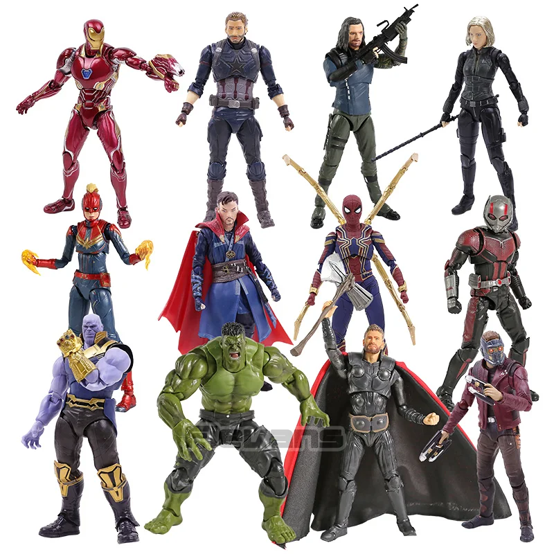 

SHF Captain America Star Lord Doctor Strange Thanos Iron Man Ant Man Black Widow Hulk Thor Action Figure Collection Model Toys
