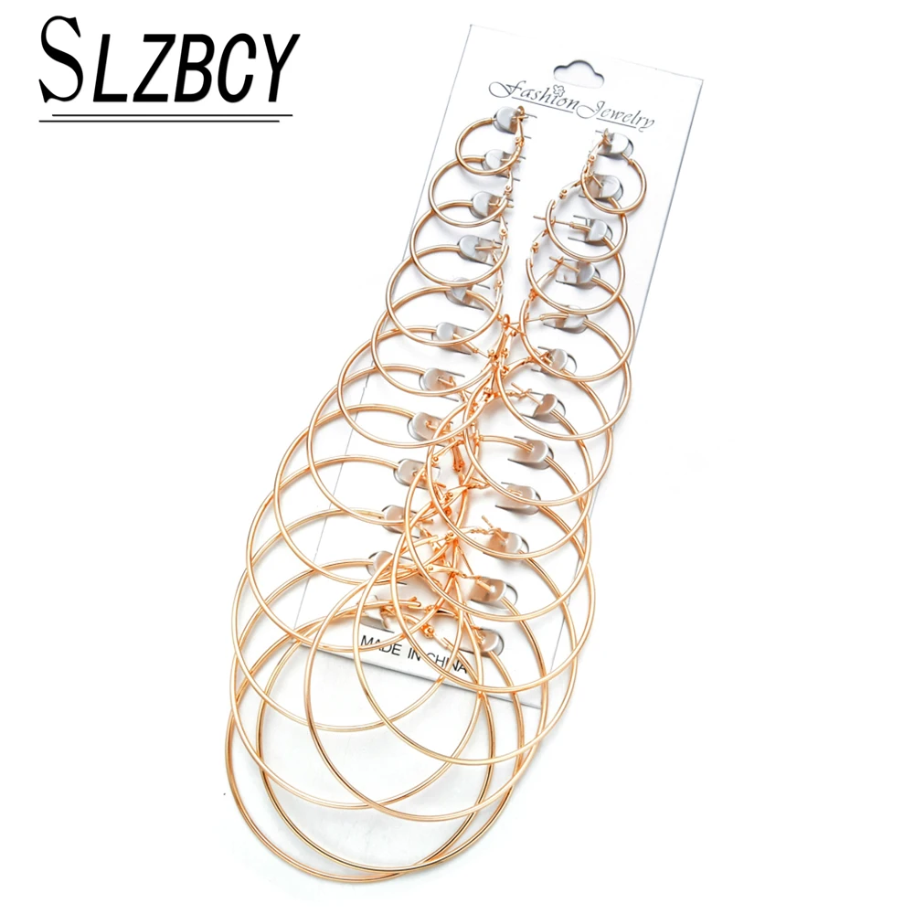 12 пар набор сережек большого размера для женщин круглые серьги в Корейском стиле