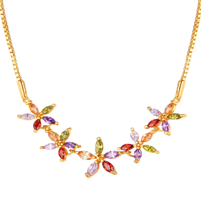 Ожерелье KPOP Женская Циркон бренд золото цвет ожерелье из турмалина модные