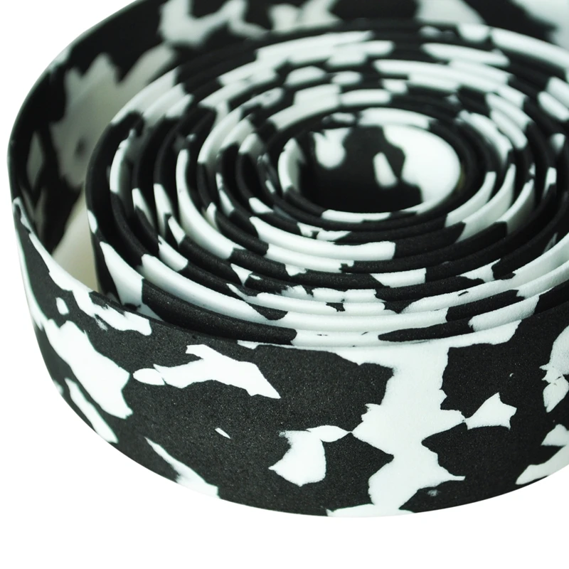 Пробковая лента для руля дорожного велосипеда 2 бар черный и белый камуфляж|Упоры