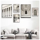 Арабская мечеть, Марокканское здание, картина, исламский ВИНТАЖНЫЙ ПЛАКАТ, религия, пейзаж, Настенная картина, украшение для дома