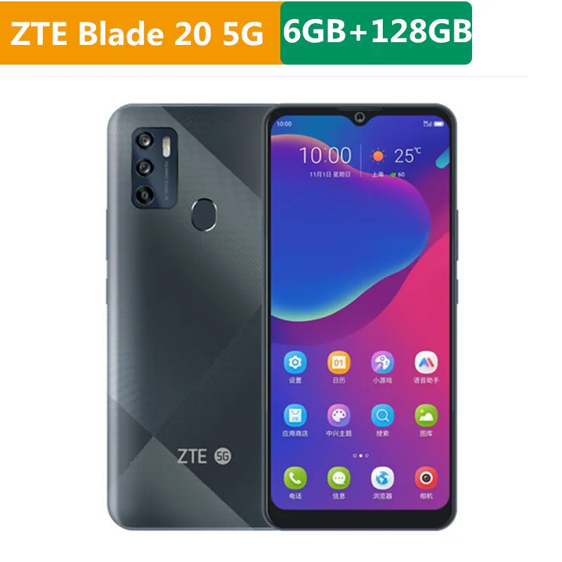 Оригинальный ZTE лезвие 20 5G мобильный телефон Dimensity 720 Android 10 0 6 52 &quot1600x720 ГБ