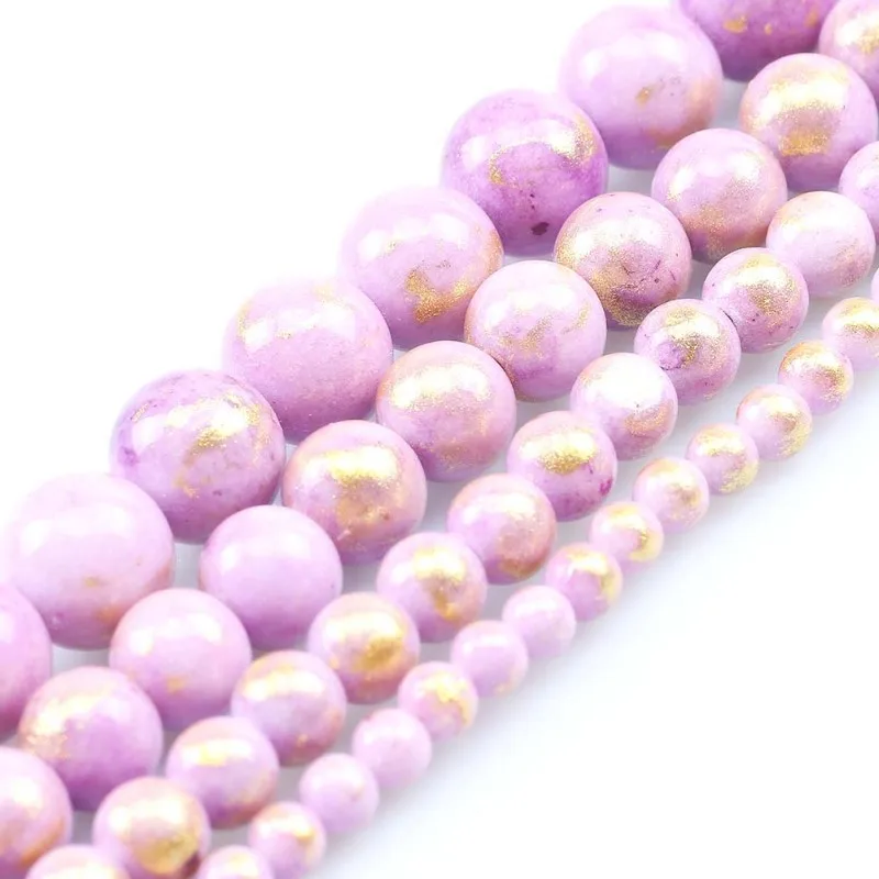 

Бусины из натурального камня светло-фиолетового золота, нефритовые круглые бусины россыпью для изготовления ювелирных изделий, 4, 6, 8, 10 мм, д...