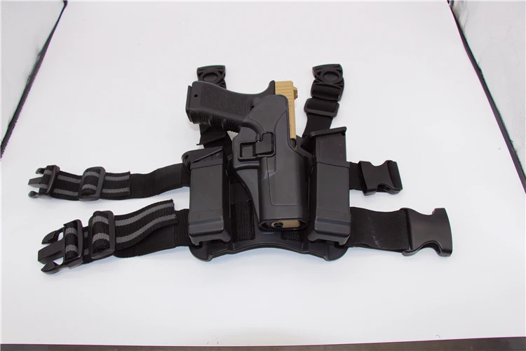 CQC Glock 17 ножная кобура тактическая CS игры на открытом воздухе Быстрый ничья кобура w/подсумок для Glock 17 19 22 23 31 32
