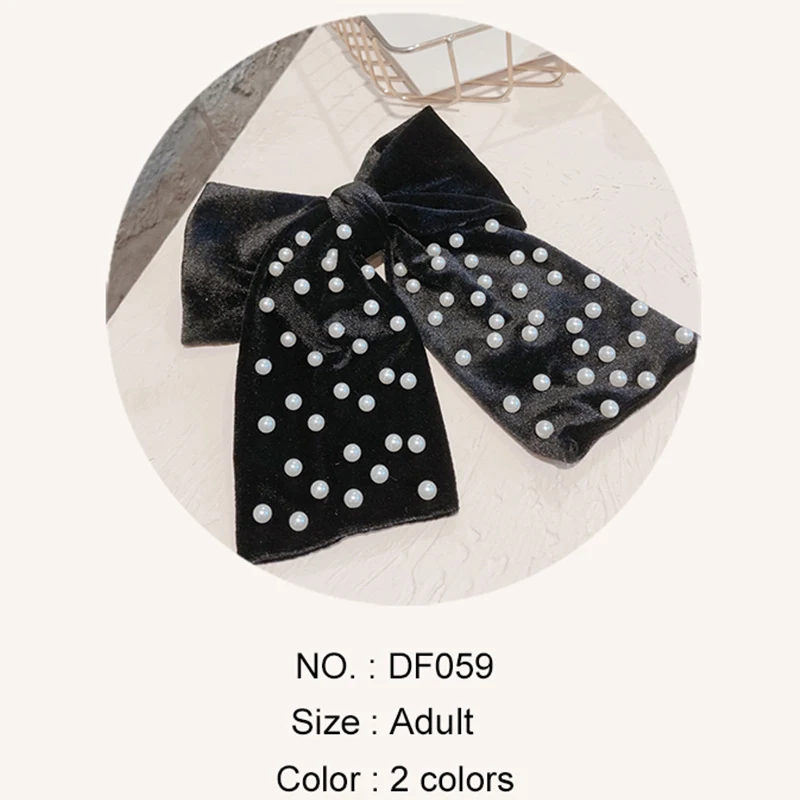 

Geebro Oversize Women Girls Elegant Bow Tie Hairpins Vintage Black Wine Red Pearl Hair Clip Prom Hair Accessories Party