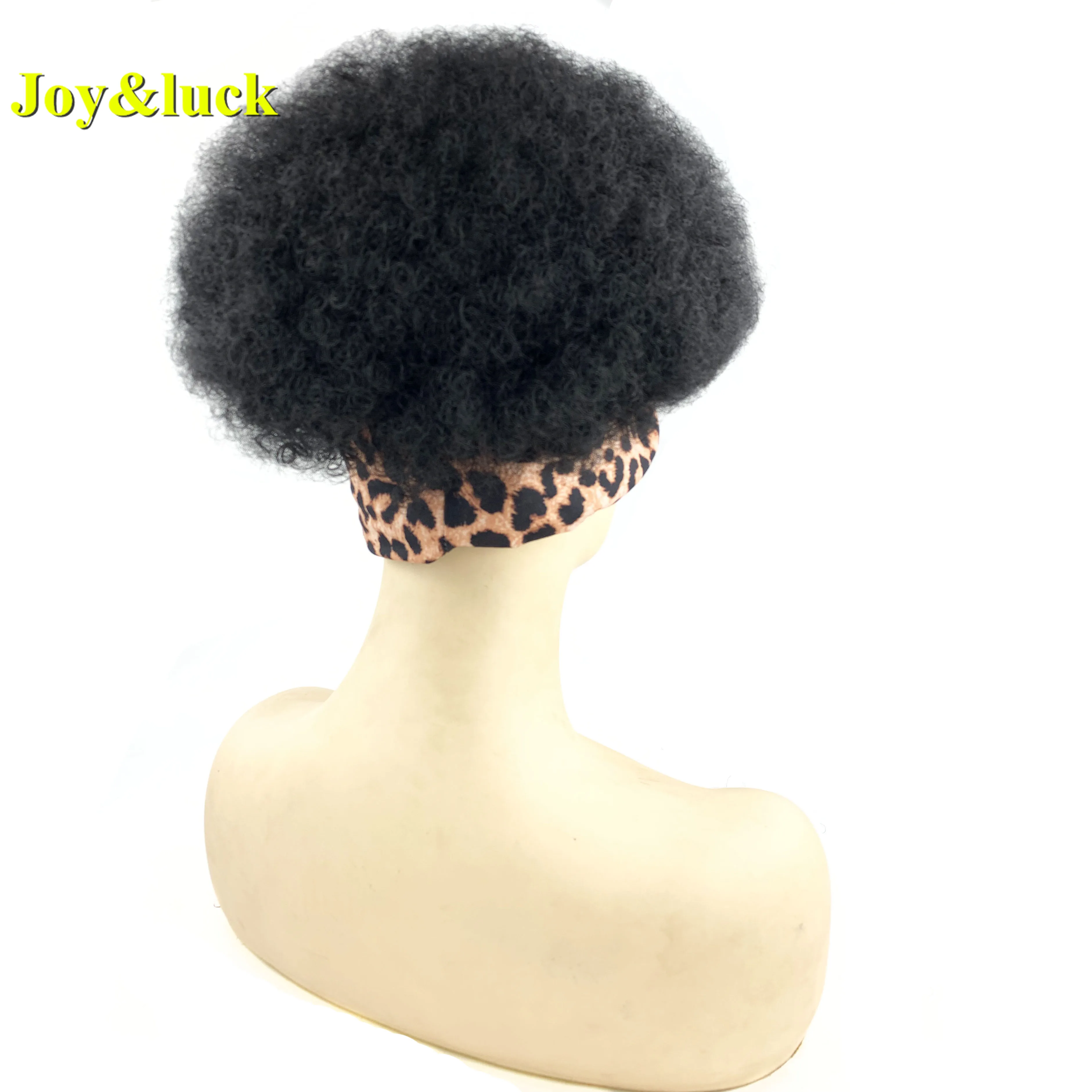 Joy&ampluck Short Afro Kinky Culry Turban Wig Synthetic Headband Wigs for African Women Hair Daily Use |