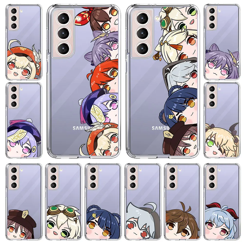 

Genshin Impact Anime Cute Case For Samsung Galaxy S21 S20 FE S10 S9 Plus Transparent Soft Phone Capa Note 20 Ultra 10 Lite Shell