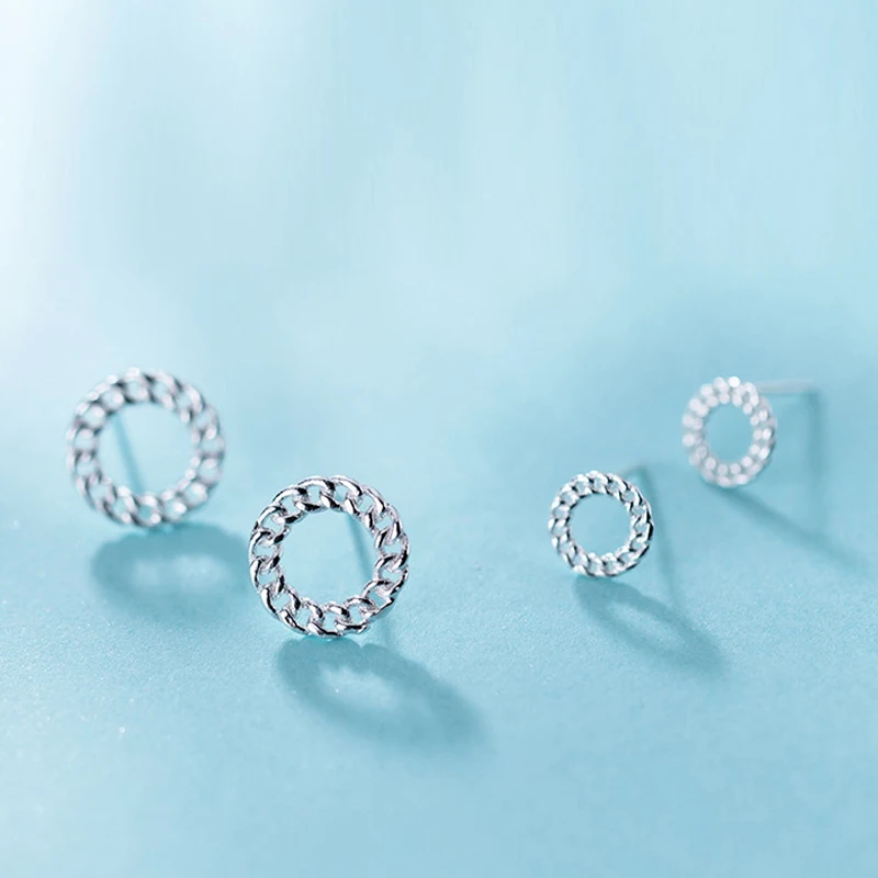 

Utimtree Korean Simple Round Hollow Stud Earrings for Women Girls 925 sterling silver Geometric Earring Jewelry brincos mujer