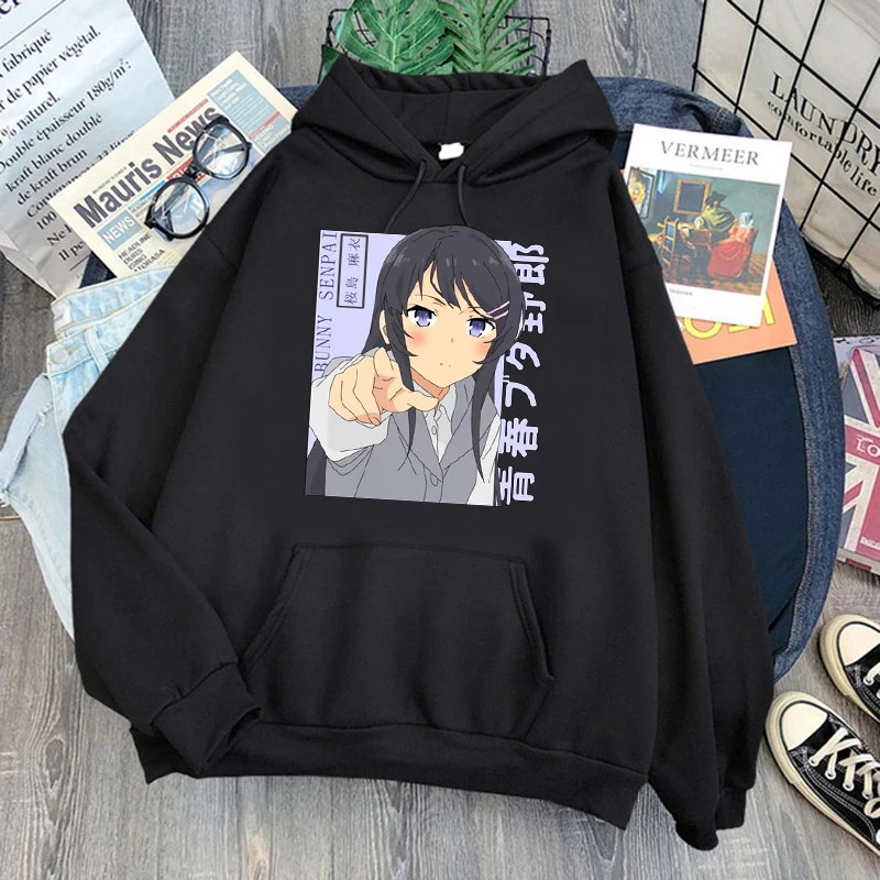 

Толстовки Sakurajima Mai с японским аниме, Мужская толстовка, уличная мода, Мультяшные Зимние Теплые Топы унисекс, свитшоты для мужчин