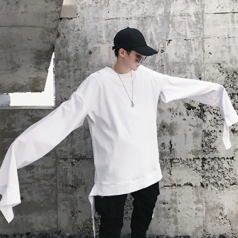 Homens Alta уличная одежда дизайн манга Comprida Moda повседневная Solto Camiseta Casal Roupas Masculina Camisa