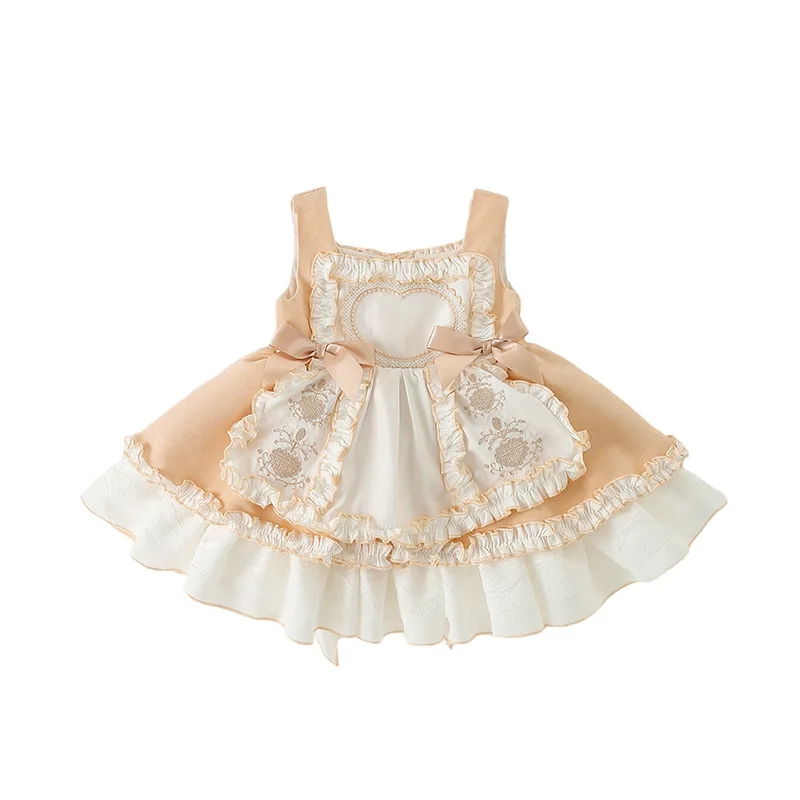 

2021 summer girl han edition lace dress a-line skirt brim skirt with shoulder-straps