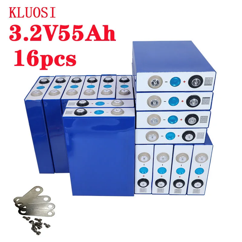 KLUOSI 16 шт 3 2 V 55Ah батарея LiFePO4 литий железо фосфха большой емкости 55000mAh для