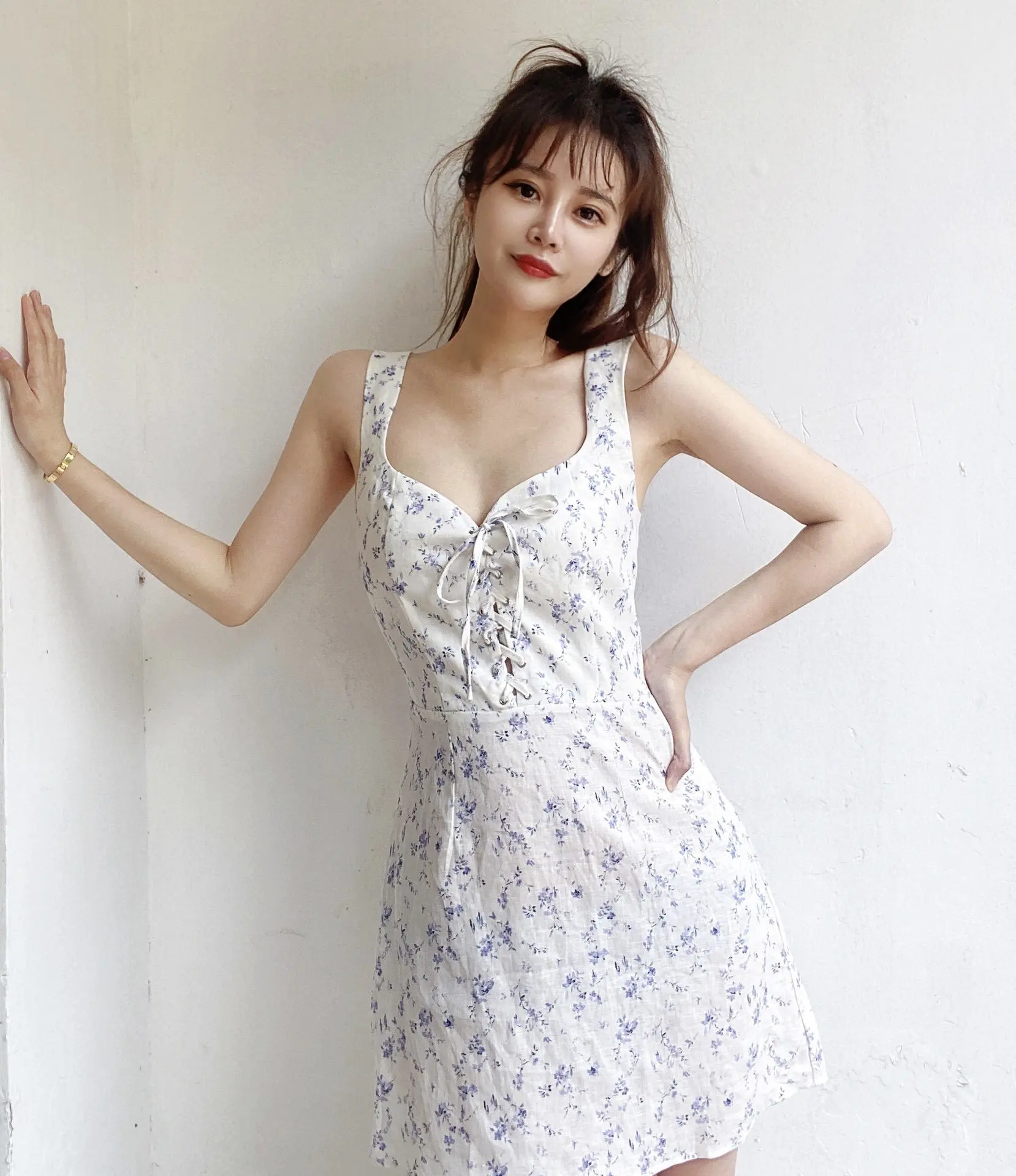 2021 Vacation Beach Style Linen Tied Dress Jurken Zomer 2021 Dames Все Летние Платья Миди