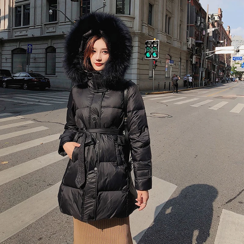 Новинка женская зимняя парка Fitaylor с большим воротником из натурального меха