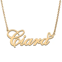 love heart ciara name necklace for women stainless steel gold silver nameplate pendant femme mother child girls gift