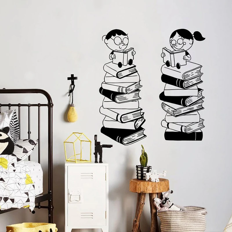 School Classroom Book Wall Decal Vinyl Sticker Library Art Living Room Bedroom Child Decor Mural Home Decoration AC635 | Дом и сад