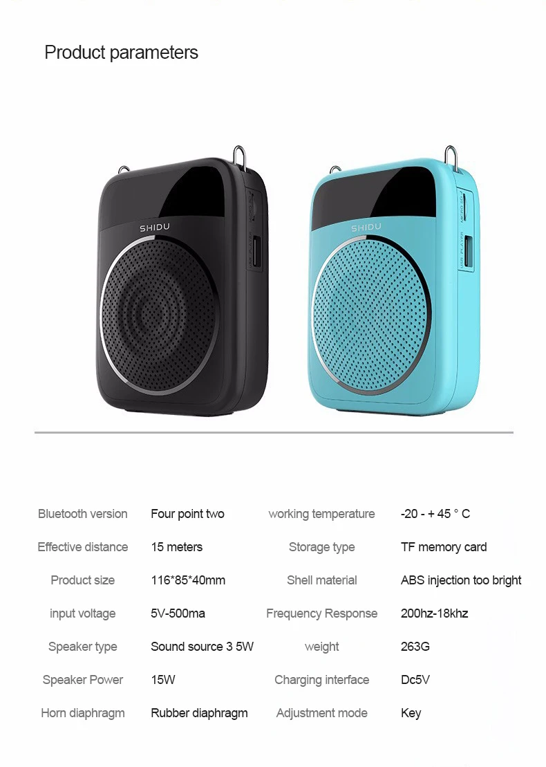 Беспроводной Bluetooth усилитель голоса Портативный 15 Вт светодиодный экран носимый мегафон поддержка AUX TF USB Мини громкоговоритель с ремнем микрофон