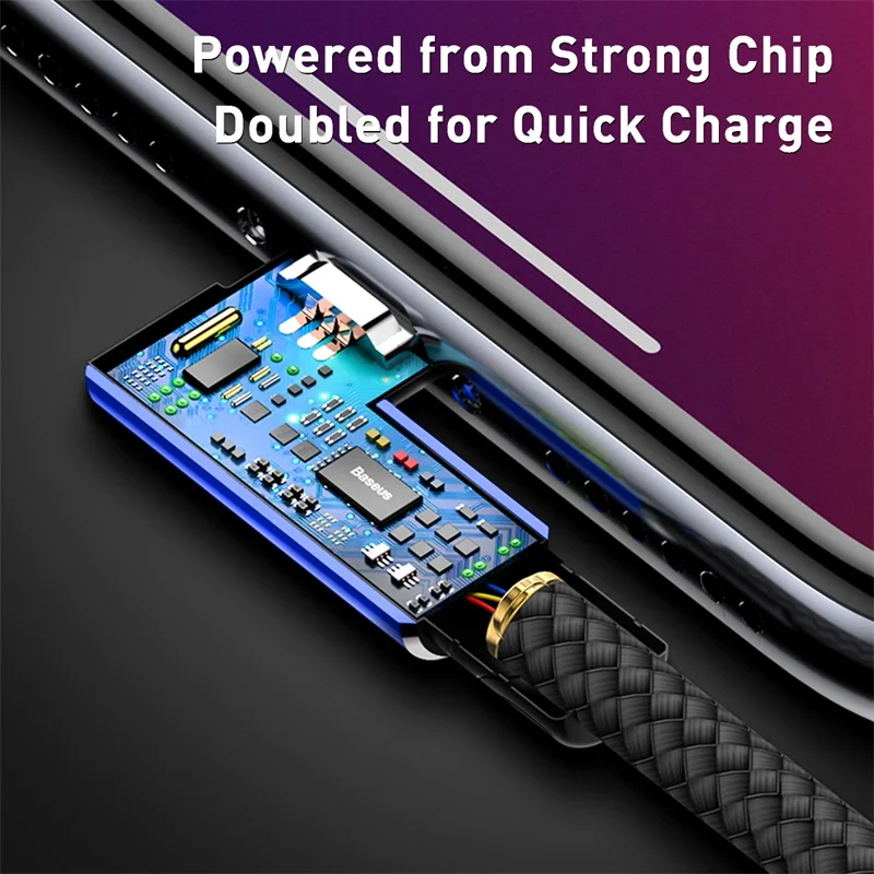 Baseus 18 Вт type C кабель для освещения для iPhone samsung зарядный игровой мобильный телефон Быстрая зарядка кабель для передачи данных 90 градусов USB C кабель