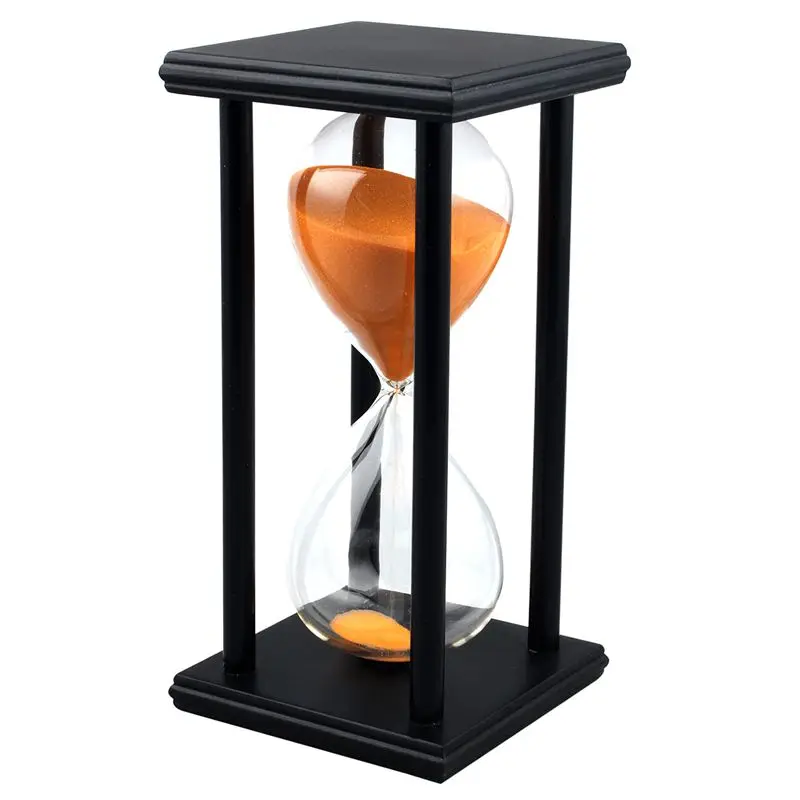 

Colors! 60Min Wooden Sand Sandglass Hourglass Timer Clock Decor Unique Gift Type:60Min Black Frame Orange Sand