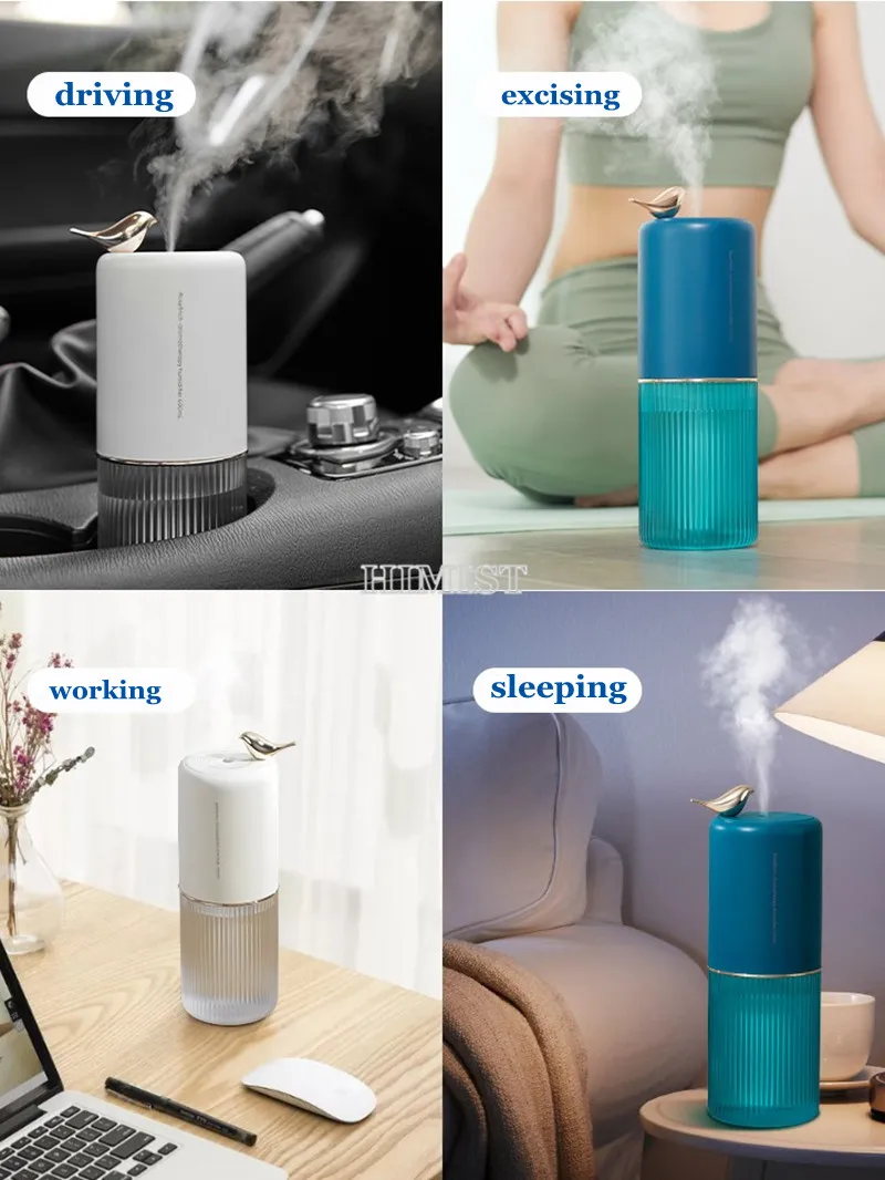 

400ml Rechargeable Air Humidifier 2000mAh Battery USB Wireless Ultrasonic Aroma Water Mist Maker Diffuser Light Umidificador