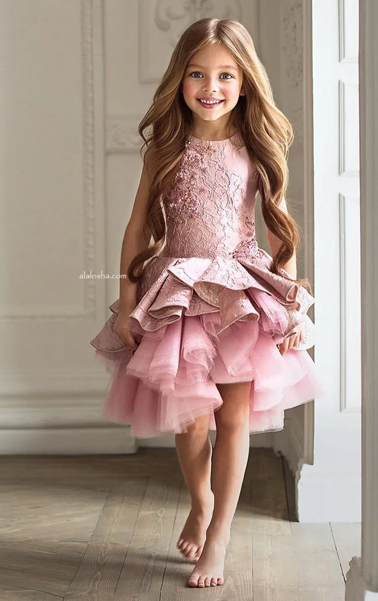 

Cute pink white/ivory sequin tulle flower girl dress sleeveless toddler pageant costume kids Princess dress tutu outfits