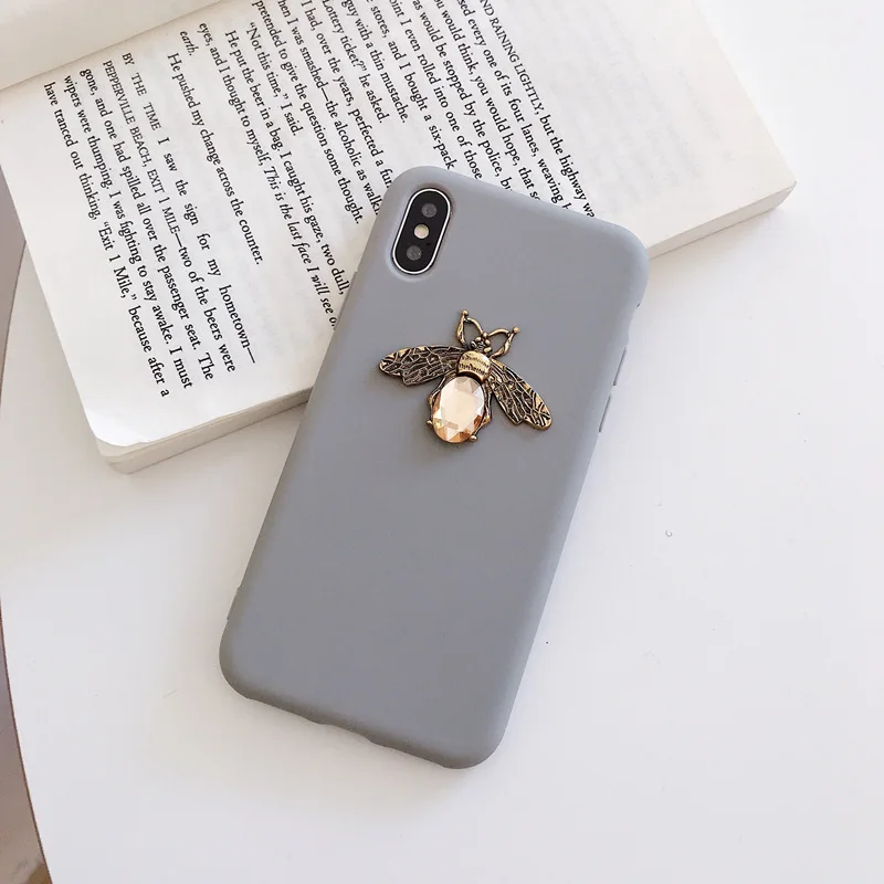 Роскошный бренд 3D Алмазный Металл пчела милый ТПУ мягкий чехол для iPhone X XR XS MAX 6S 7 8 plus для samsung S8 S9 S10 Note 9 чехол - Цвет: F