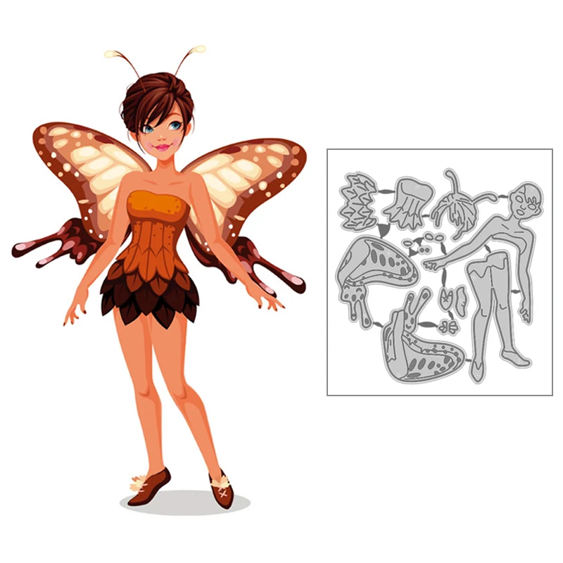 Новинка 2020 популярный металлический трафарет с изображением девушки бабочки