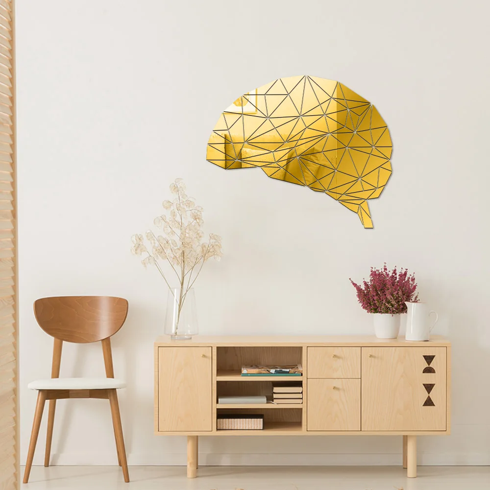 Акриловые зеркальные настенные наклейки Brain Mind настенное искусство нейронауки