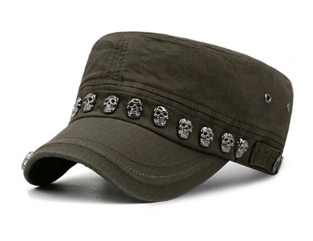 Европа Америка заклепка-Череп в стиле панк полное закрытие армейские кепки весна осень бренд Snapback хлопковые шляпы для мужчин Модная армейская Кепка