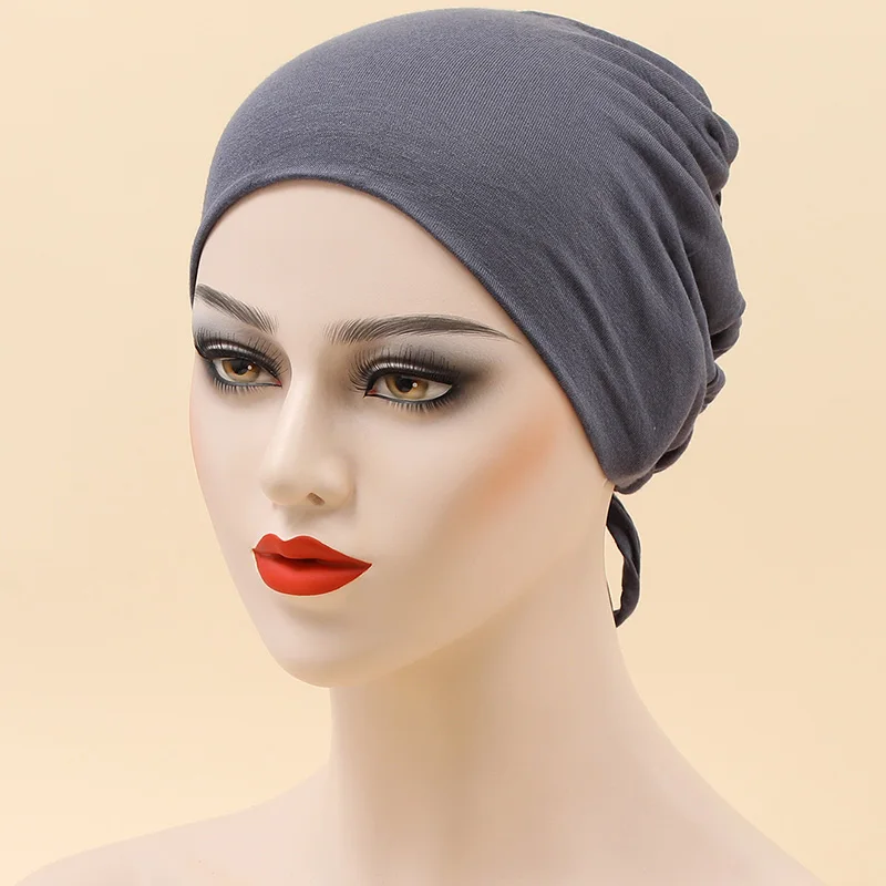 

2021 мягкая хлопковая головная повязка, мусульманский головной платок, тюрбан для мусульманских женщин, Эластичная завязка на спине, Регулир...