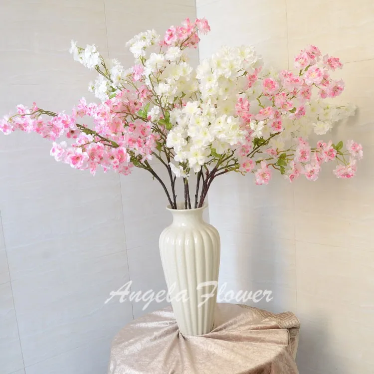 HI-Q цветок вишни украшение свадьбы Отель гостиная ваза искусственная Сакура 2 цвета микс шелковые цветы 20 шт./лот