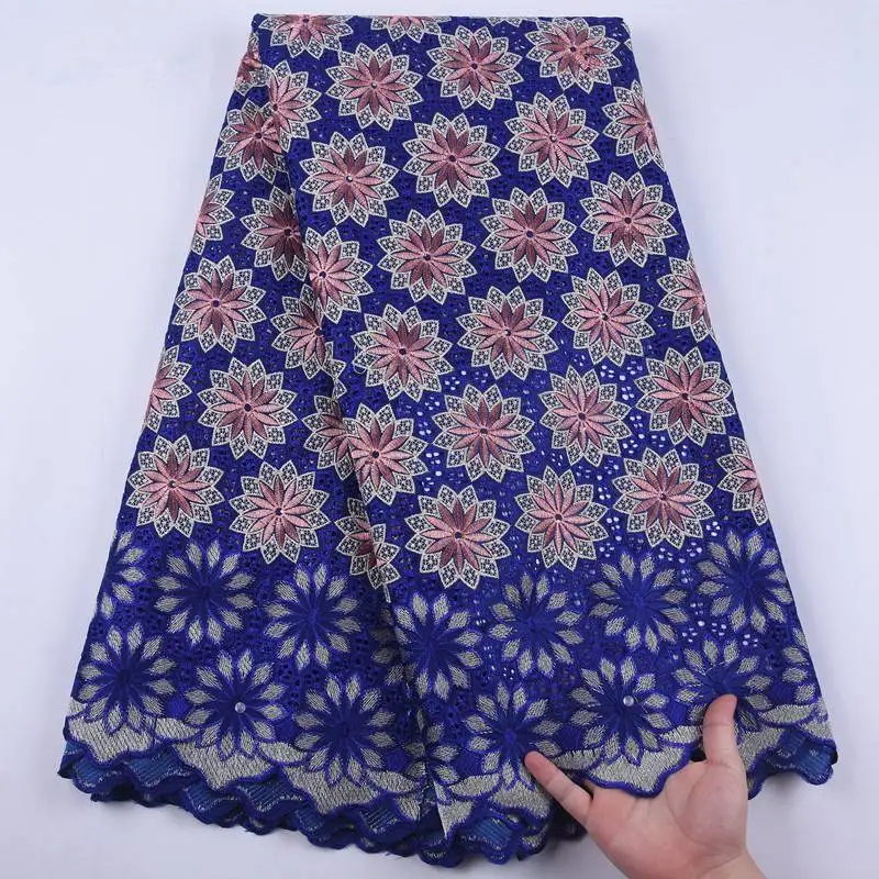 Зеленая Высококачественная вышитая хлопковая кружевная ткань 2020 Новинка