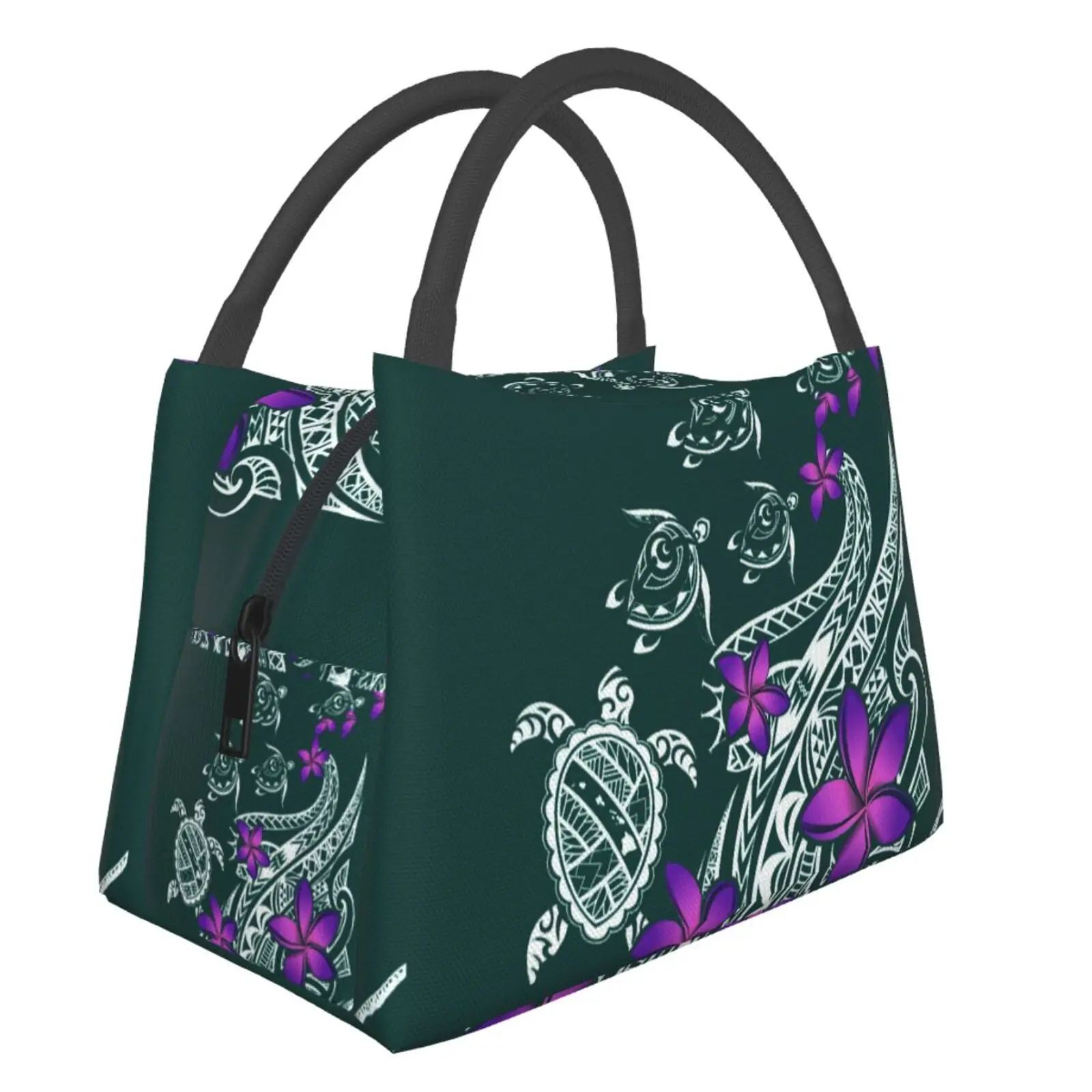 

NOISYDESIGNS Lunch bags Thick Thermal Insulated Portable Polynesian Plumeria Floral Turtle Print Food Picnic Box for Men Women