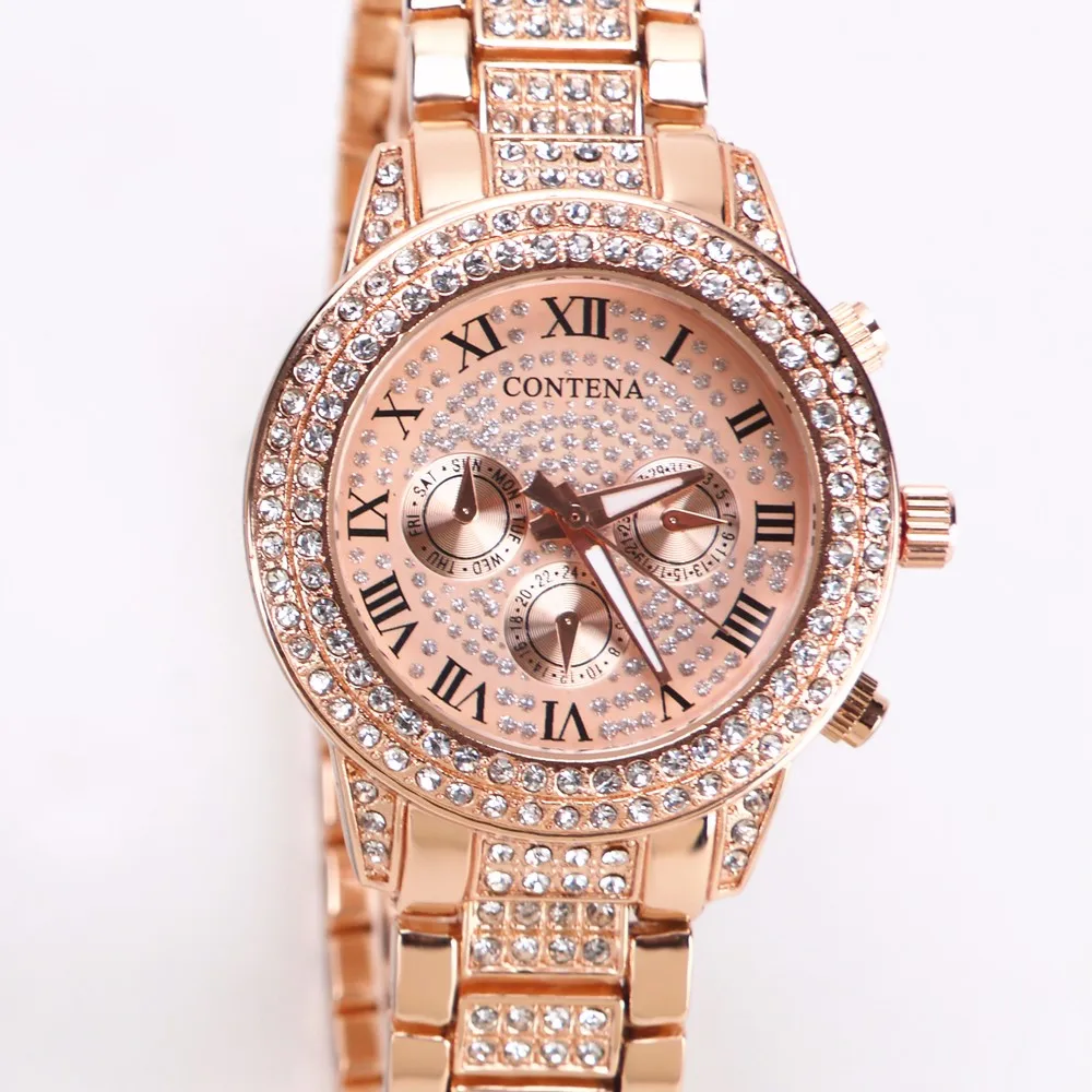 Reloj Mujer, новинка, золотые, серебряные, розовые, золотые, Известный Топ бренд, Роскошные, Contena, женские Стразы, полностью бриллианты, женские часы под платье