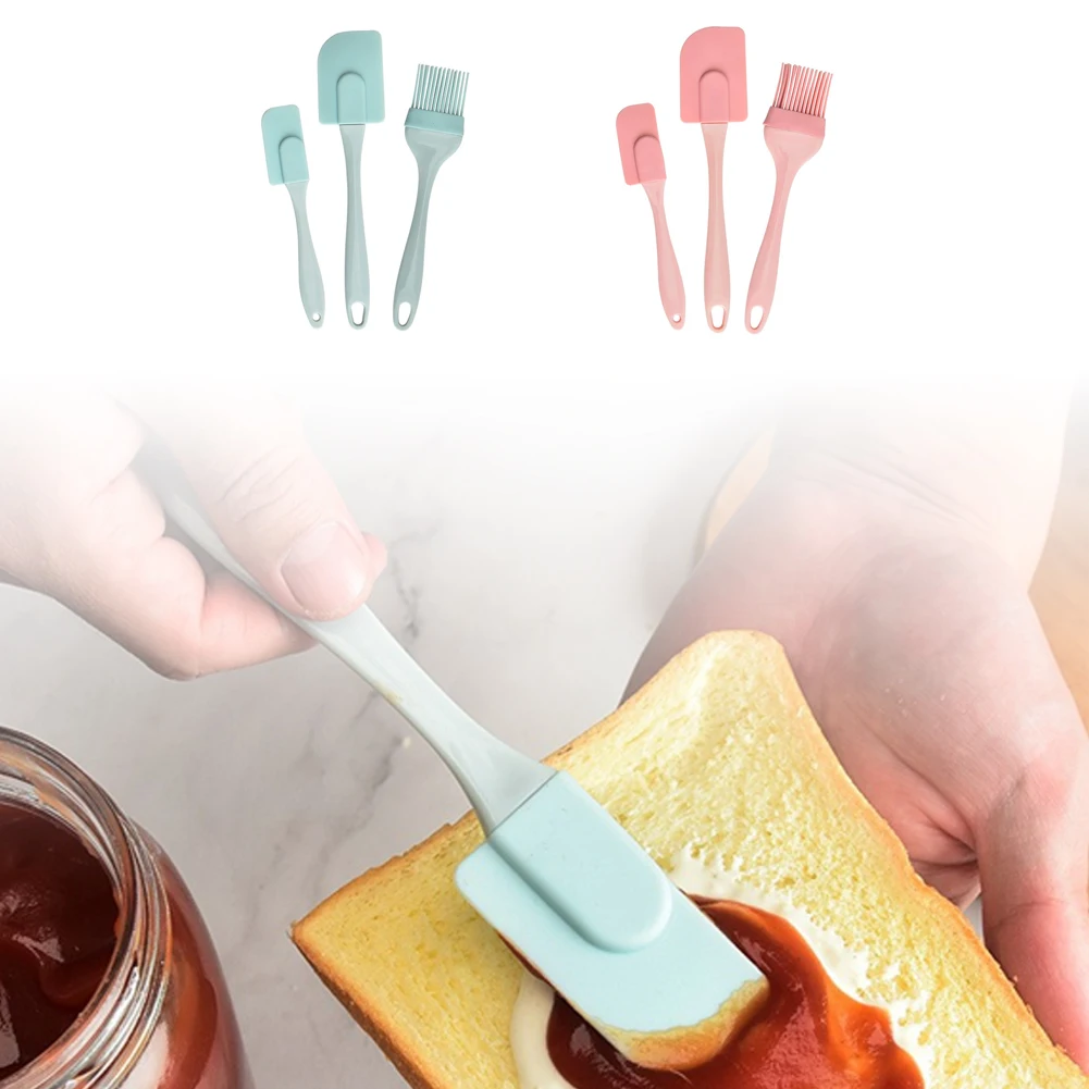 

Silicone Spatula Barbecue Brush Silicone Scraper Three-Piece Set Baking Supplies Silicone Oil Brush Cake Spatula Oil Brush Set