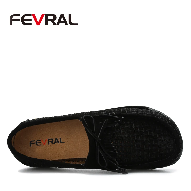 Модель FEVRAL 2021 года осенние модные женские лоферы на плоской платформе Женская