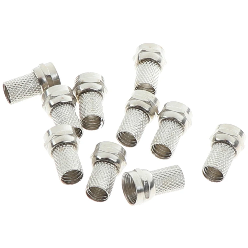 

10 Pcs New Copper Twist On RG6 F Type Coaxial Cable Connector Plugs High Quality Connector For TV Satellite Antenna Coax Cable