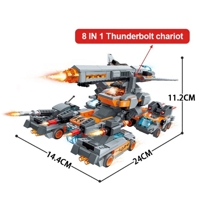 

New 2020 699pcs Military Building Block Peacekeeping Force Thunder Mission Heavy Armed Vehicle Attack Educational Brick Toy