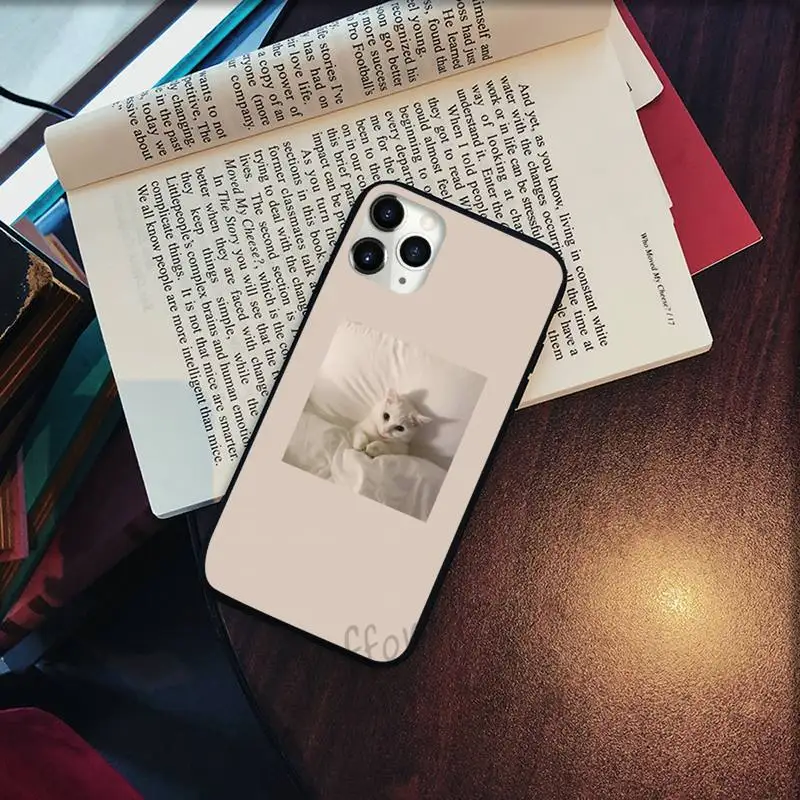 

Pink Aesthetic cute cat Phone Case for iPhone 11 12 pro XS MAX 8 7 6 6S Plus X 5S SE 2020 XR Soft silicone Shell Cover