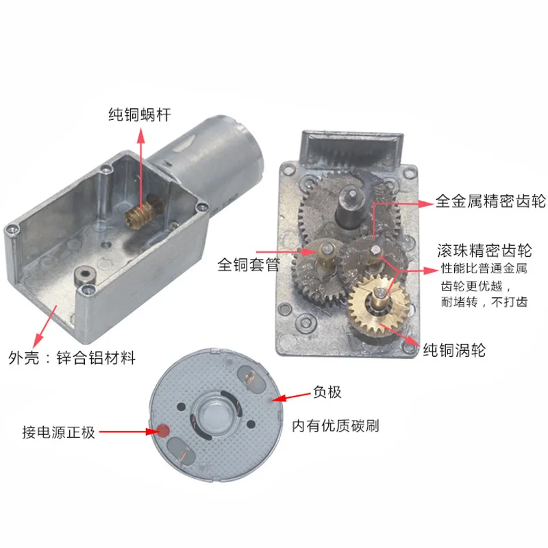 6V 12V 24V DC Worm Gear Motor Shaft Diameter 8MM Speed 6-150RPM Reversible Adjustable Metal With Power-off Self-lock - купить по