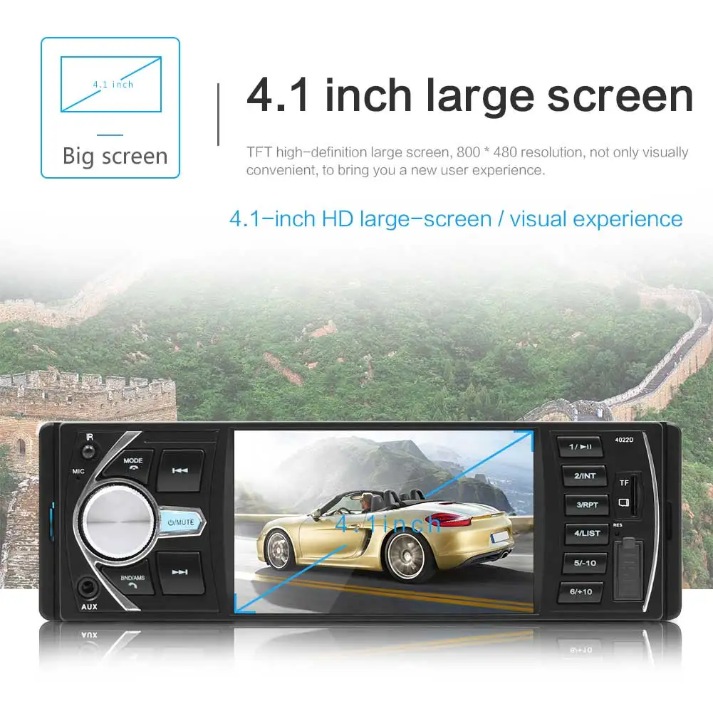 4 1 "Автомагнитола радио MP3 Bluetooth Автомобильный USB SD AUX 1DIN ISO автомобильное RC + CAM |