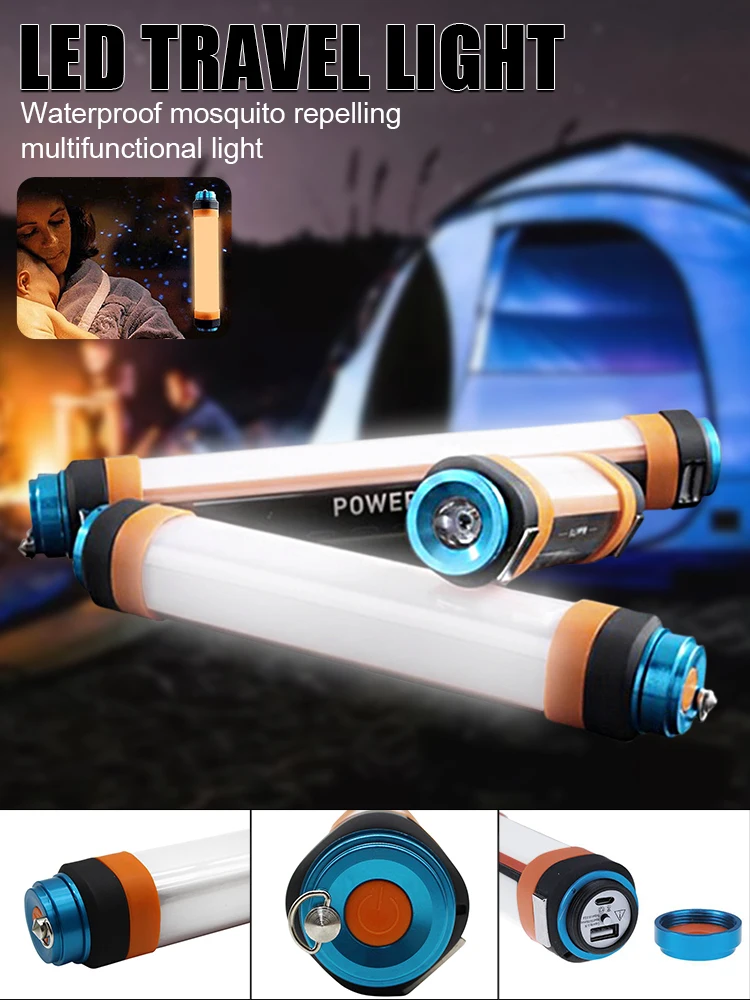 

Portable Flashlight Rechargeable LED Flashlight Camping Lantern Multifunctional Tent Light Lamp Work Fishing Warning Light