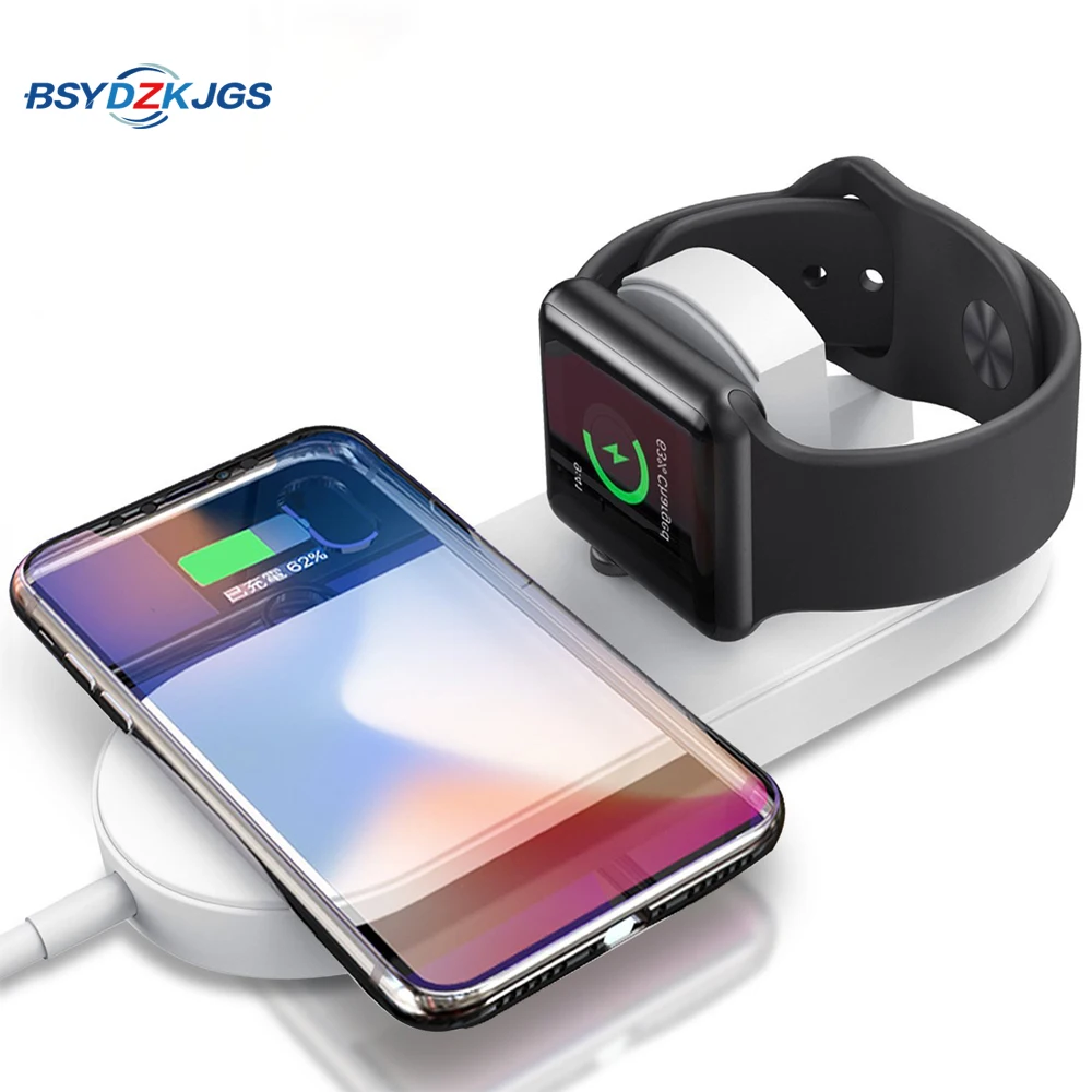 White 2 in 1 BSYDZKJGS Беспроводное зарядное устройство для iPhone X XS MAX XR 8 быстрая Беспроводная Полная нагрузка 3 в 1 Зарядная площадка для Airpods Apple Watch 4 3 - Цвет: White 2 in 1