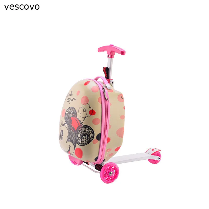 vescovo 16&quot inch child cartoon scooter luggage cute carry on trolley suitcase rolling for kids | Багаж и сумки