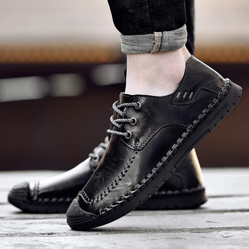 Оксфорды мужская обувь модная из натуральной кожи повседневные мужские лоферы