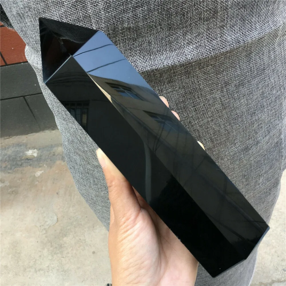 

Top Natural obsidian crystal Obelisk quartz wand tower point healing