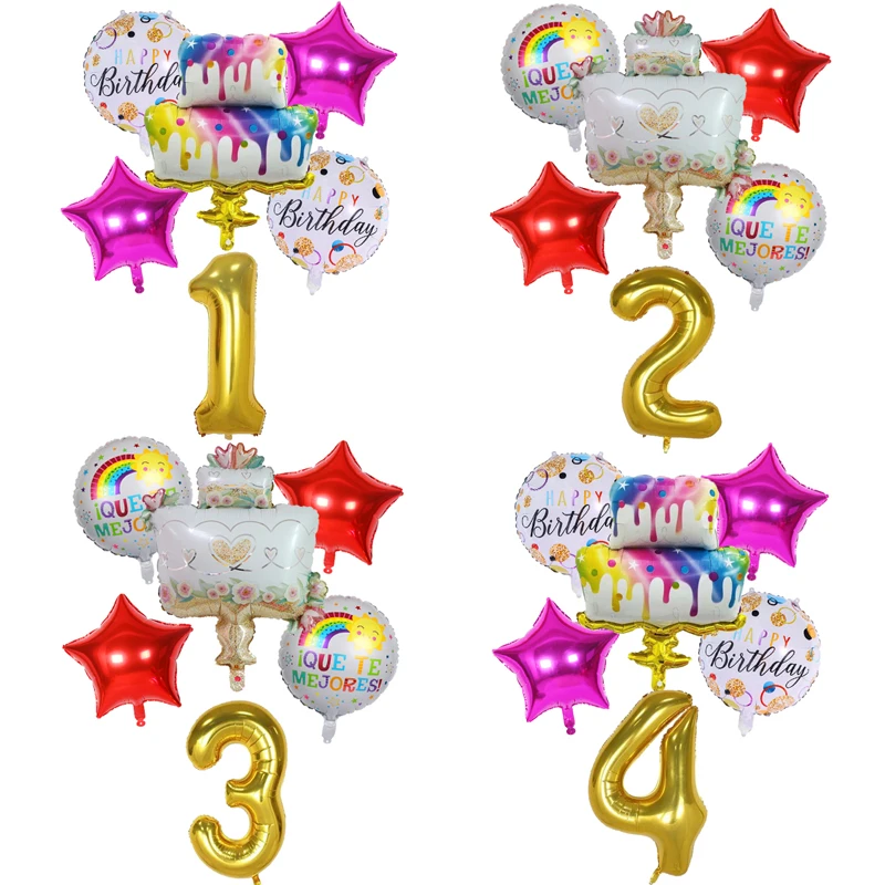 

6pcs Color Ice Cream Cake Foil Balloon 32inch Number Balloon Wedding Baby Shower Kids Happy Birthday Party Decoration Supplies