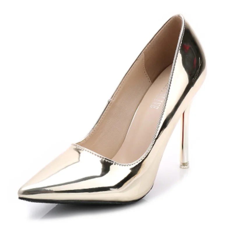 

2018 Spring Sexy Gold Silver High Heels Fashion Wedding Shoes Party Shoes10cm.