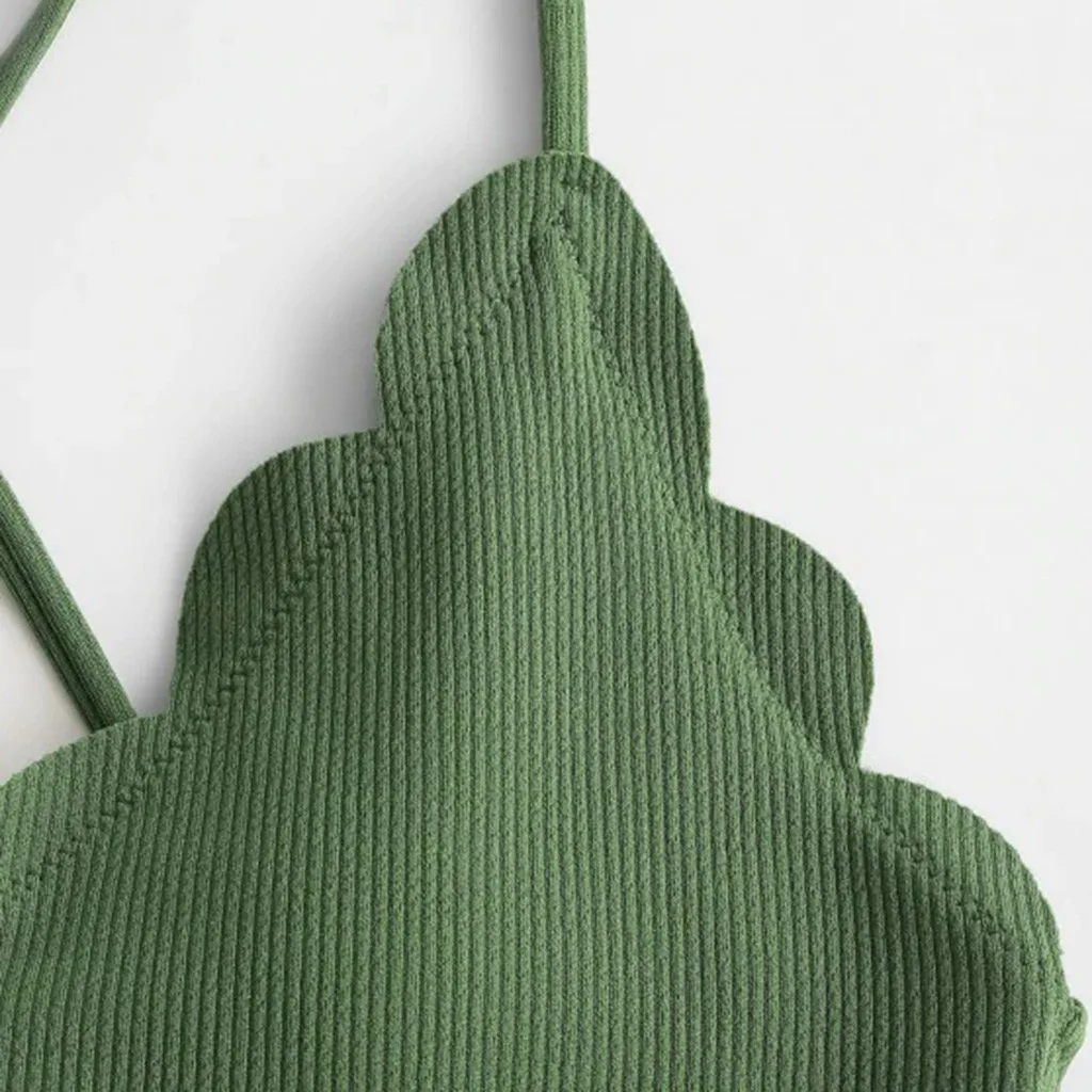 Купальный костюм 2021 Женский пикантный однотонный комплект бикини в рубчик с